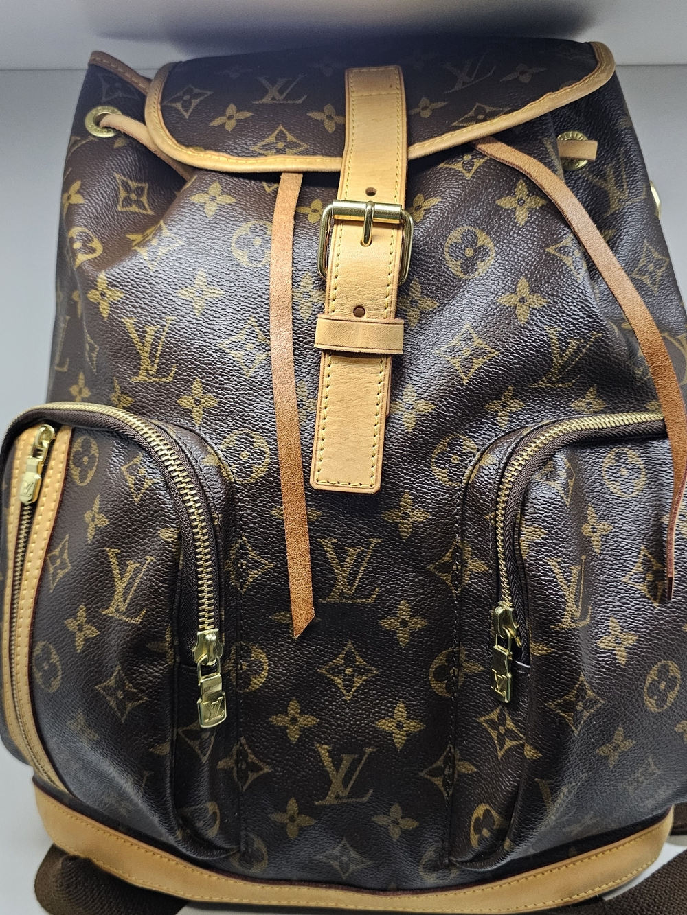 Louis Vuitton Monogram Bosphore Canvas Backpack in Brown and Tan
